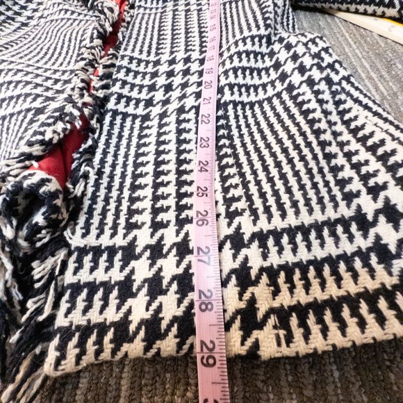 Harve Benard Womens Size Large Coat Black White Houndstooth Wool Blend Fringe - Picture 9 of 10